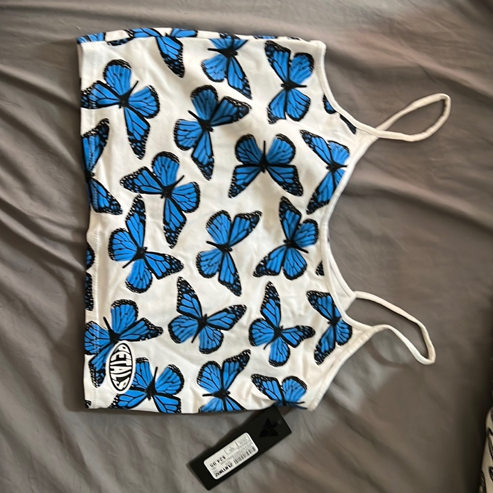 Butterfly crop tank top new with tags